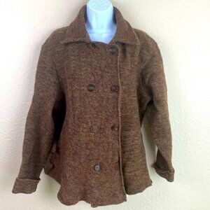 MAYERLINE Lagenlook Brown Double Breasted Wool Sweater Coat